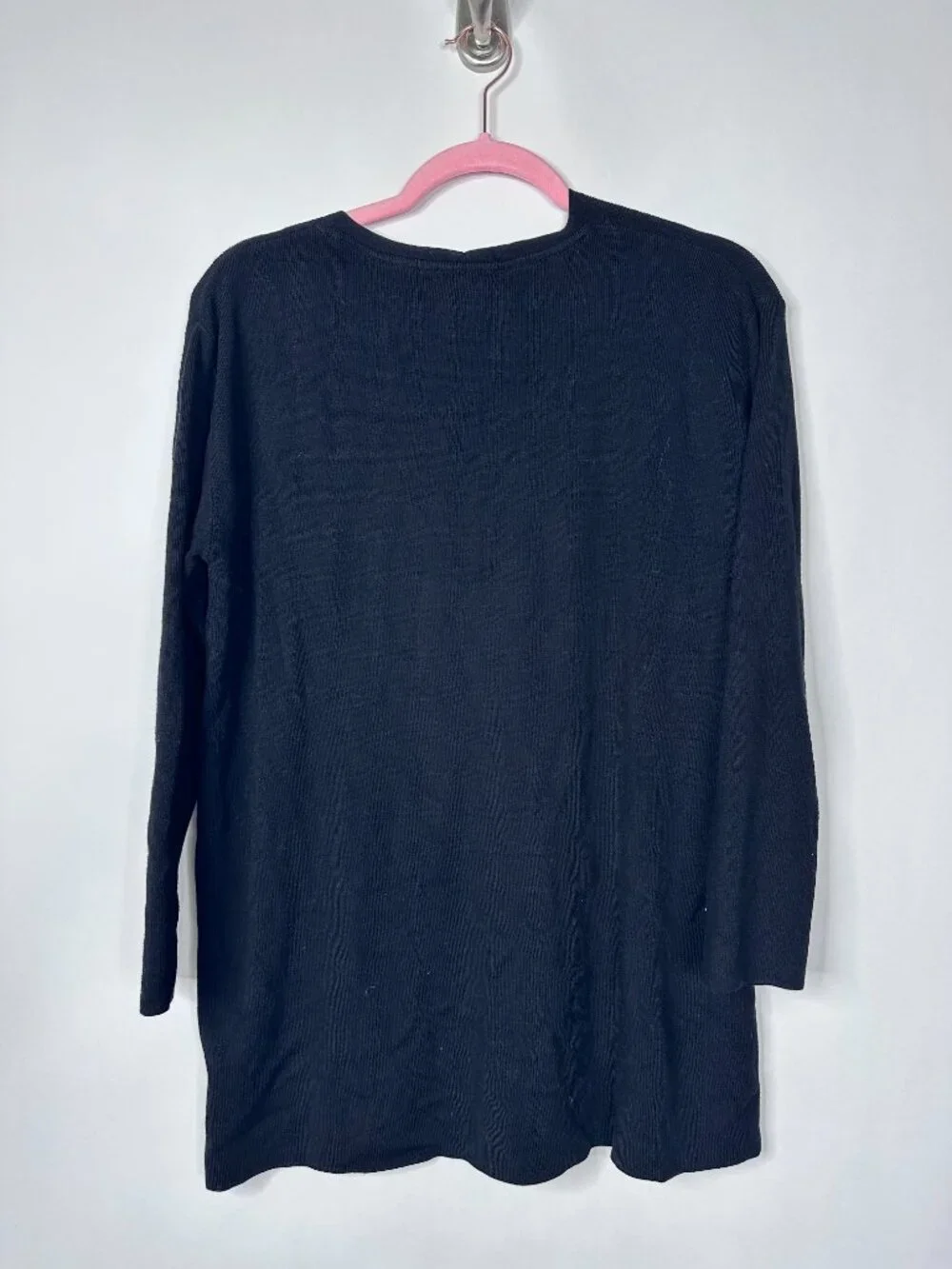 2/$30 H&M Basic Ribbed V-Neck Long Sleeve Tunic Top Black Small #A1854